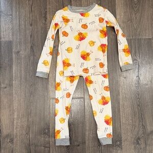 Burt's Bees Cream Pajama Set with Orange and Yellow Pumpkins